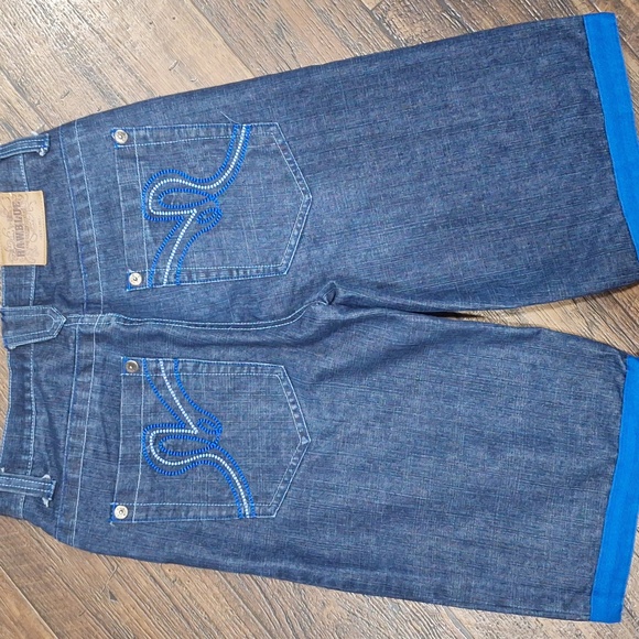 Men's Raw Blue Denim Shorts - Picture 5 of 6
